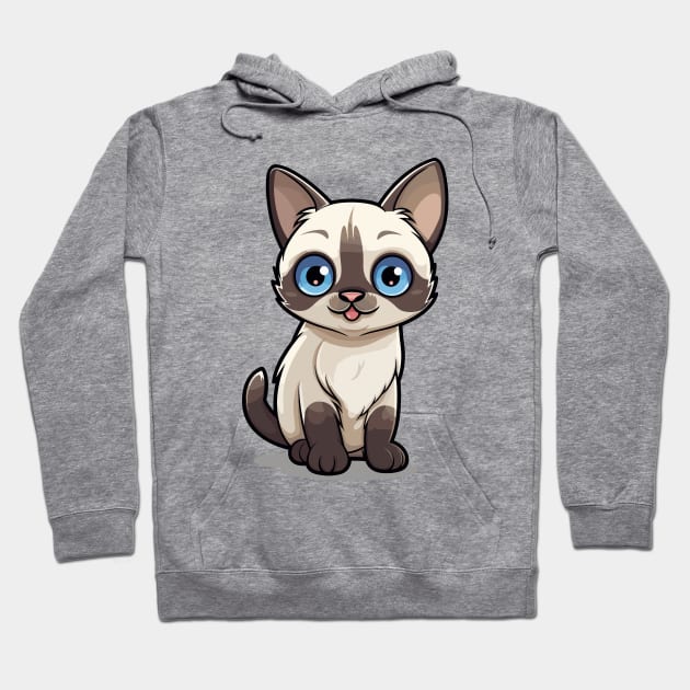 Cartoon Cute Kawaii Siamese Cat Hoodie by SimplyIdeas